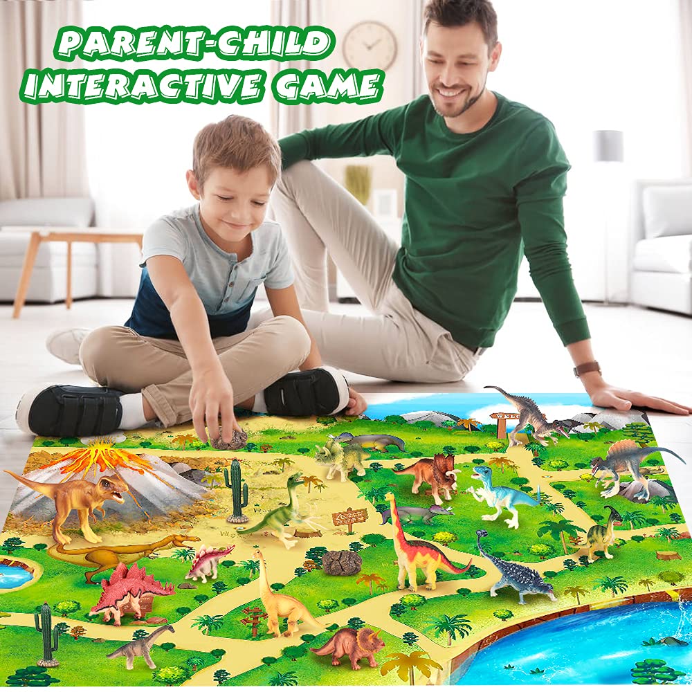 50pcs Dinosaur Figures Toys with Activity Play Mat