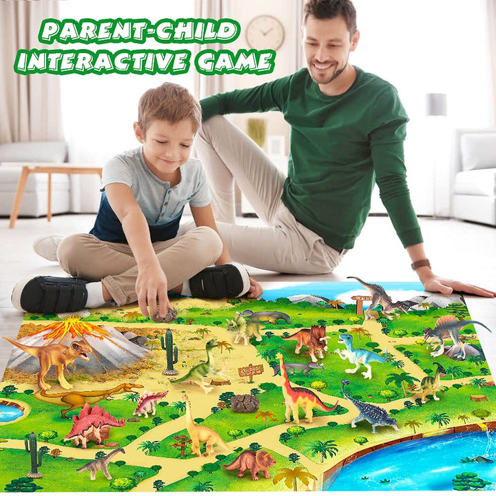 50pcs Dinosaur Figures Toys with Activity Play Mat