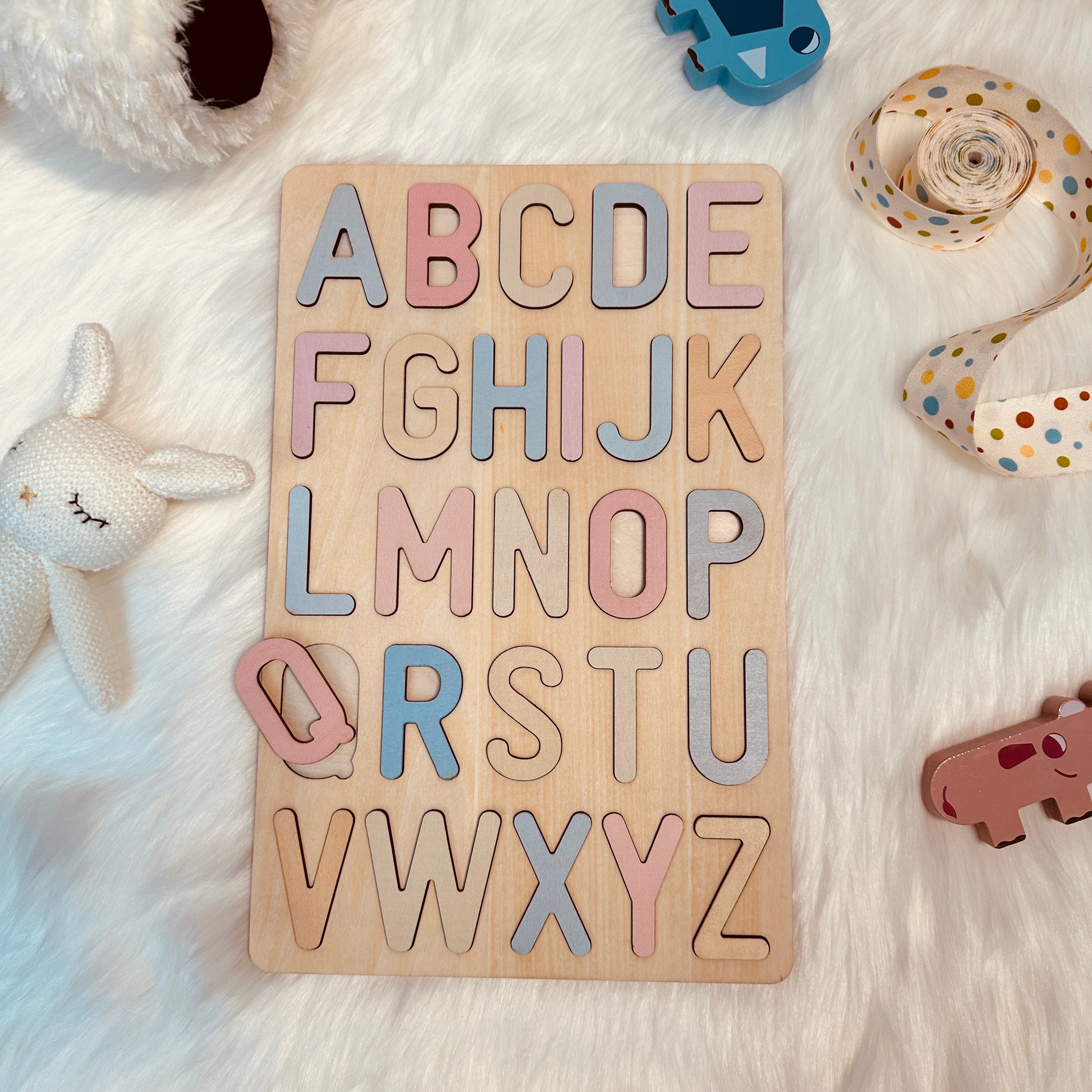 Wooden Rainbow Alphabet Educational Puzzle